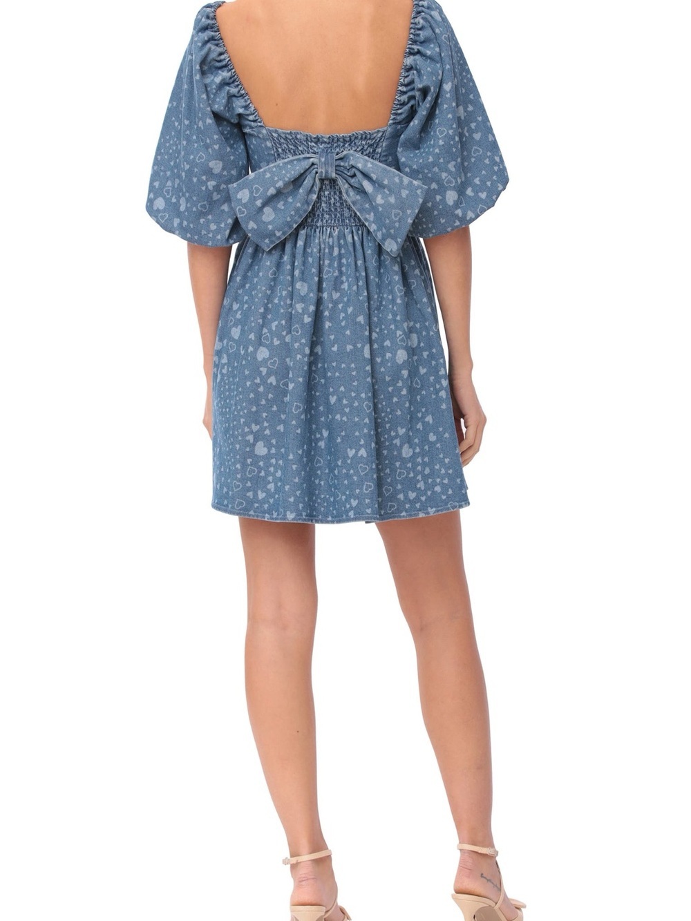 Avec Les Filles Women’s Denim Hearts Dress - Picture 3 of 8